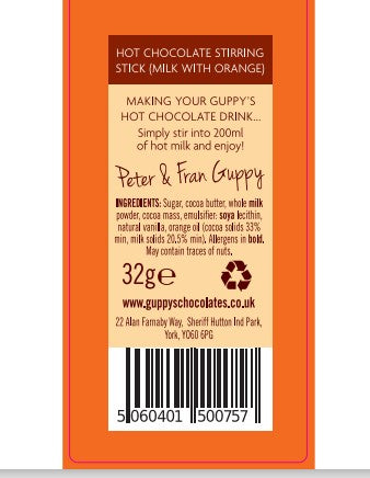 Bagged Milk Orange Hot Chocolate Stirrers