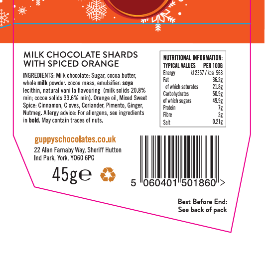 Milk Chocolate Spiced Orange Shards - Limited Edition